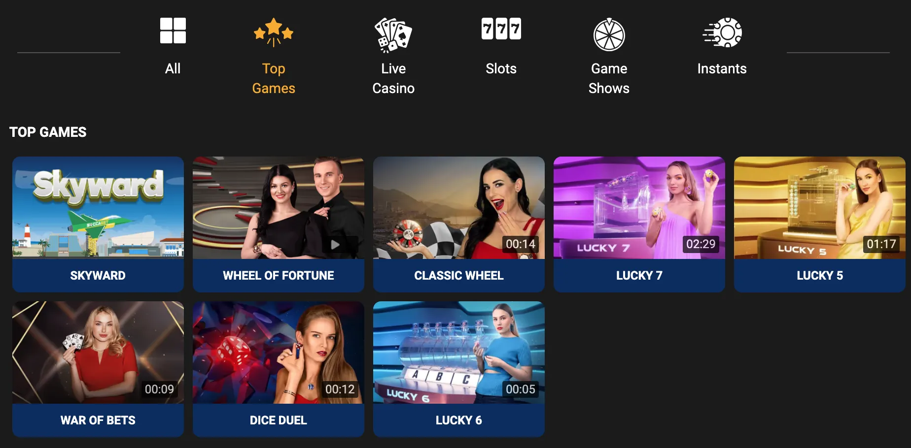 Soccabet top games section, illustrating opportunities for betting tips