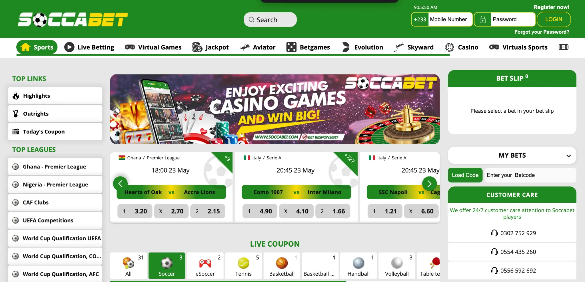 Introduction to Soccabet Ghana platform showing key highlights