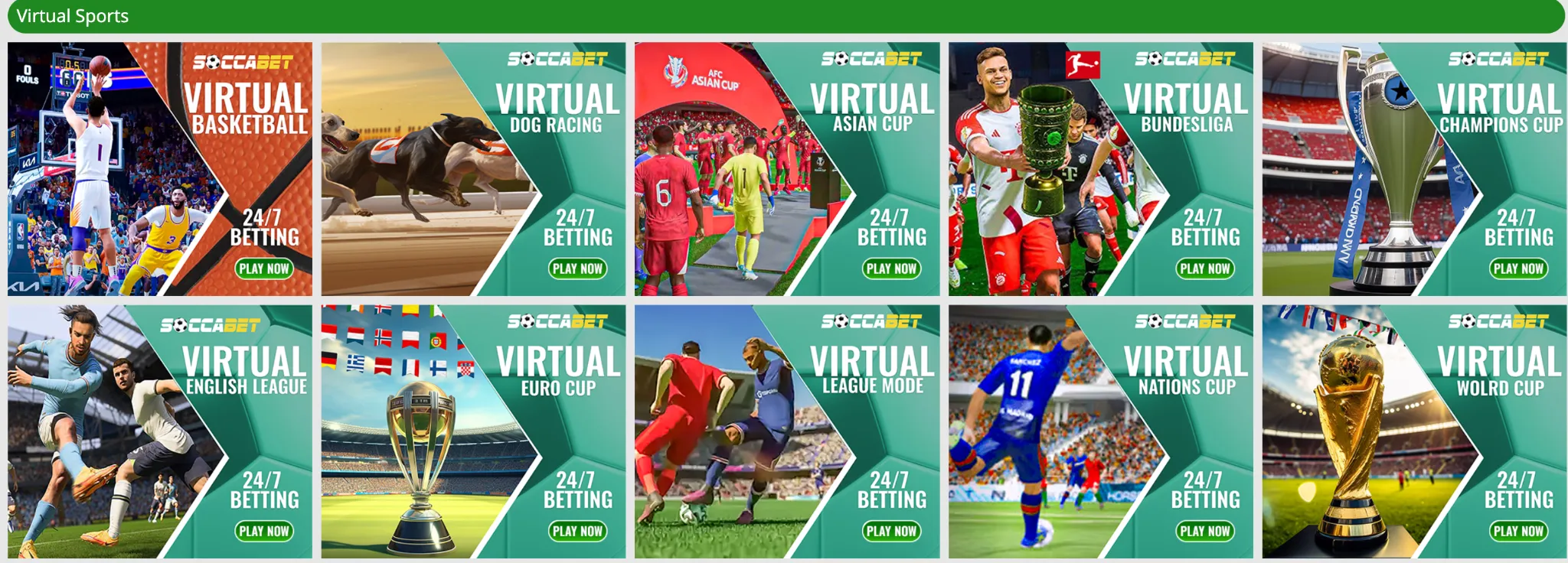 Soccabet virtual games section accessible after registration